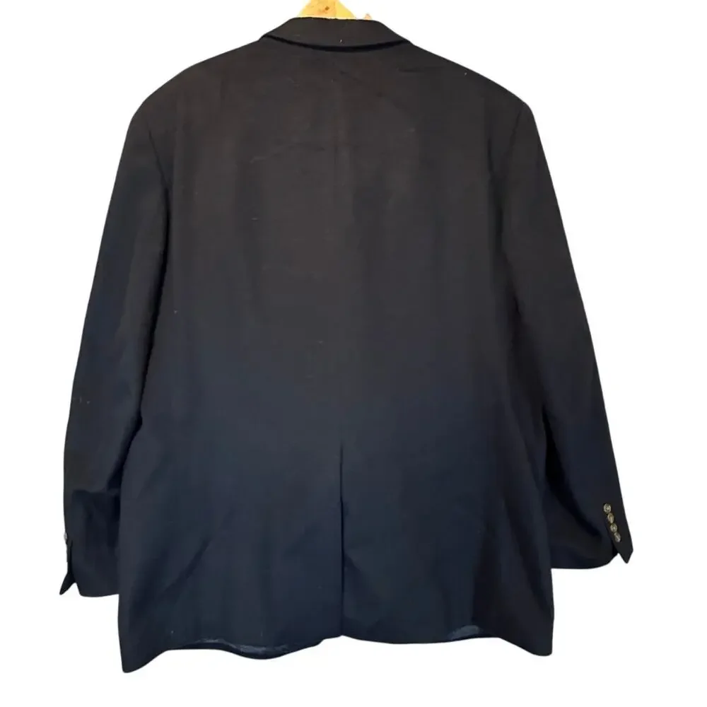 Chaps Navy Blue Camel Wool Hair Sport Coat Suit Blazer Jacket Men's 50 Tall 50T